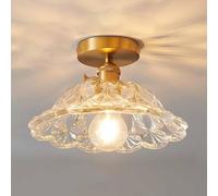 Wmmner Modern Ceiling Lamp Gold Semi Flush Mount Ceiling Light In Brass Finish, Hallway Ceiling Light Fixture With Glass Shade, Close To Ceiling Lighting For Entryway Porch(B,30Cm)/B/20Cm
