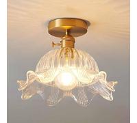 Wmmner Modern Ceiling Lamp Gold Semi Flush Mount Ceiling Light In Brass Finish, Hallway Ceiling Light Fixture With Glass Shade, Close To Ceiling Lighting For Entryway Porch(B,30Cm)/C/30Cm