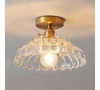 Wmmner Modern Ceiling Lamp Gold Semi Flush Mount Ceiling Light In Brass Finish, Hallway Ceiling Light Fixture With Glass Shade, Close To Ceiling Lighting For Entryway Porch(B,30Cm)/a/20Cm