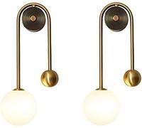Wmmner Modern Copper Glass Ball Wall Lamp Globe Molecular Brass Wall Light Sconce Compatible With Restaurant Living Room Bathroom Mirror Headlightschandeliers,One Color-2Pcs