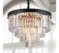 Wmmner Modern Crystal Chandelierd 24”/60Cm Round Chandelier For Dining Room 12 Light Ceiling Fixture Raindropd Flush Mount Entryway Living Room/Black/20/D/12 Inc (D 12 Inches)/Negro/24 Pulgadas Ulz 00