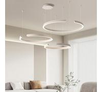Wmmner Modern Decoration Led Light With Irregular Lights Dimmable Circular Round 2S Iving Room Farmhouse Ceiling Hanging Lamp, (White 40+60+80Cm)/Blancas/40+60Cm