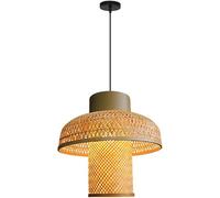 Wmmner Modern E27 Chinese Style Lantern Chandelier Fixtures V-Intage Handmade Weaving Bamboo Lantern Light With Adjustable Cord For Living Room Bedroom Cafe Teahouse Club Fixtures