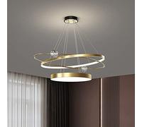 Wmmner Modern Led Crystal Chandelier Nordic Simple Kitchen Island Ceiling Light Fixture Restaurant Villa Office Hanging Lamp For Dining Rooms Living Room Bedroom/Oro 80 cm/Luz Tricolor