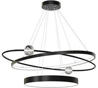 Wmmner Modern Led Crystal Chandelier Nordic Simple Kitchen Island Ceiling Light Fixture Restaurant Villa Office Hanging Lamp For Dining Rooms Living Room Bedroom/Negro 80 cm/Luz Blanca Ulz 000234 Regu
