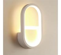Wmmner Modern Led Wall Sconce, 16W Indoor Wall Light Fixture, 3-Color Temperature Oval Design Wall Mounted Lamp, Wall Lamp For Bedroom Bedside Stairwells Living Room Hallway Office/Blancas