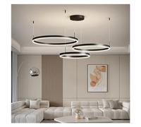 Wmmner Modern Minimalism Style Led Lamp Compatible With Living Room Bedroom Dining Room Kitchen Black Round Ceiling Chandelier Lights,Led Ceiling Lamp/un Color/3 Anillos 40 * 60 * 80Cm