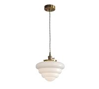 Wmmner Modern Minimalist Restaurant Copper Art Ceiling Single Head E26/E27 Chandelier Kitchen Island Brass Cream Wind Glass Light Retro Entry Porch Hanging Light Commemoration Day/Tipo B