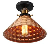 Wmmner Modern Semi Flush Mount Ceiling Light Hammered Cone Metal Lamp Shade, Kitchen Bedroom Corridor Mini Chaner Ceiling Lamps, E27 Close To Ceiling Light