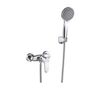 Wmmner Modern Silver Chrosistema de Ducha Me Cabezal de Ducha a Reacción Y Juego de Mezclador de Latón Montado en la Pared - Perfecto para Hoteles, Dormitorios, Niños Y Adolescentes, Actualización de