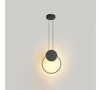 Wmmner Modern Simple Led Light Nordic Style Black Led Round Hanging Lamp 3-Colors Dimmable 19W Chandelier Height Adjustable Acrylic For Kitchen Island Dining Room Bedroom(C)/Negro/a