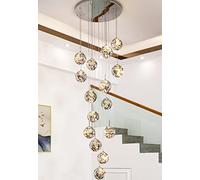 Wmmner Modern Staircase Long Chandelier Stair High Hanging Lights Minimalist Led Chandelier, Ceiling In The Villa, Stairwells And Living Room, Gray Ball Light