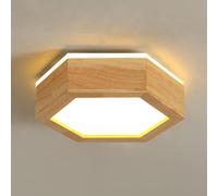 Wmmner Modern Wood Semi Flush Mount Ceiling Light, 3000K Warm Light Geometric-Shaped Close To Ceiling Lighting Fixtures, Solid Wood Ceiling Lamps For Bedroom Hallway Laundry Room(B)