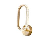 Wmmner Moderno Led Latón de Pared Sconce Lámpara de Cristal Nórdico Ovalada Clara Pantalla de Luz Fxture para Hotel Sala de Estar Restaurante Pasillo Cocina-Cobre Tricolor 14X29Cm