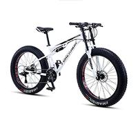 Wmmner Mountain Bike 24 Inch Fat Tire For Men And Women, Dual-Suspension Adult Mountain Trail Bikes, All Terrain Bicycle With Adjustable Seat & Dual Disc Brake,Black,7 Speed/Blancas/21 Velocidad