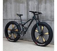 Wmmner Mountain Bike, 26 Inch Fat Tire Bicycle, 27-Speed, High-Carbon Steel Frame, Full Suspension, Dual Disc Brake, 4.0 Inch Thick Wheels For Trail And Beach Riding/Cian (C)/26 Pulgadas 27 Velocidade