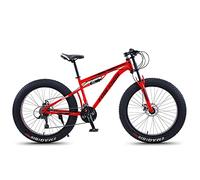 Wmmner Mountain Bike 26 Inch Fat Tire For Men And Women, Dual-Suspension Adult Mountain Trail Bikes, All Terrain Bicycle With Adjustable Seat & Dual Disc Brake,Red,21 Speed/Rojo/21 Velocidad