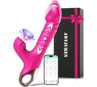 Wmmner Mujer Juguetes Eroticos para Pareja Sexuales,Consoladores.. para Mujer con Vibradorador,9X9X9 Modos App Grande Dildo Realista Pro 2 Succionador Clítoris Juguetes Sexuales/Rojo