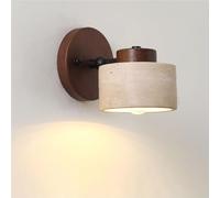 Wmmner Natural Stone Wall Sconce, Japanese Wood Base Wall Mounted Lamp Hardwired Wall Lighting For Bedroom Living Room Bedside(Log)/Nuez