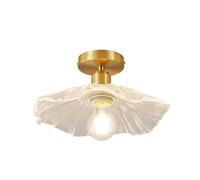 Wmmner Nordic Glass Ceiling Light,Flower-Shaped Lampshade Ceiling Light Fixture, Modern E27 Brass Ceiling Lamp,For Bedroom Office Stairs Hotel Living Room Kitchen Hallway