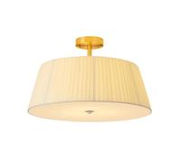 Wmmner Nordic Style Yellow Semi Flush Mount Ceiling Light Fixture Pleated Cloth Lampshade Ceiling Lamp Rust-Proof Golden Iron Chassis Light Fixture Balcony Lighting Living Room Laundry Room(S)/un Colo