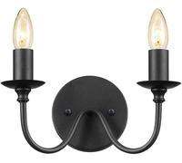 Wmmner Outdoor Wall Sconce Black 2 Light Wall Sconce Candle Wall Lamp Farmhouse Rustic Light Fixture Modern Industrial