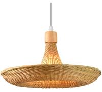 Wmmner Pantalla de Lámpara de Jaula, Accesorios de Iluminación Colgantes Beige, Araña de Granja de Ratán de Mimbre Natural, Lámpara de Techo Tejida de Ratán de Estilo Costero, Araña (15 * 25 Cm)/un Co