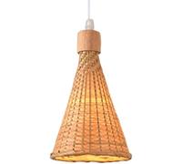 Wmmner Pantalla de Lámpara de Jaula, Accesorios de Iluminación Colgantes Beige, Araña de Granja de Ratán de Mimbre Natural, Lámpara de Techo Tejida de Ratán de Estilo Costero, Araña (15 * 25 Cm)/un Co