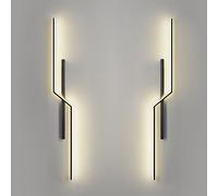Wmmner Paquete de 2 Apliques de Pared de Aluminio Negro, Luces Lineales Minimalistas Led con Blancopantalla Acrílica, Accesorios de Iluminación Modernos de Mesita de Nocho Y Pasillo, Elegantes Lámpara