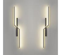 Wmmner Paquete de 2 Apliques de Pared de Aluminio Negro, Luces Lineales Minimalistas Led con Blancopantalla Acrílica, Accesorios de Iluminación Modernos de Mesita de Nocho Y Pasillo, Elegantes Lámpara
