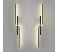 Wmmner Paquete de 2 Apliques de Pared de Aluminio Negro, Luces Lineales Minimalistas Led con Blancopantalla Acrílica, Accesorios de Iluminación Modernos de Mesita de Nocho Y Pasillo, Elegantes Lámpara