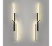 Wmmner Paquete de 2 Apliques de Pared de Aluminio Negro, Luces Lineales Minimalistas Led con Blancopantalla Acrílica, Accesorios de Iluminación Modernos de Mesita de Nocho Y Pasillo, Elegantes Lámpara
