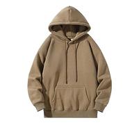 Wmmner Plain Hoodies for Men Casual Classic Basic Solid Fall Shirt Long Sleeve Men's Plus Size Pullover Drawsthooded Sweatshirts/Beige/4Xl