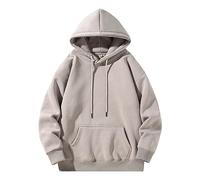 Wmmner Plain Hoodies for Men Casual Classic Basic Solid Fall Shirt Long Sleeve Men's Plus Size Pullover Drawsthooded Sweatshirts/Gris/3Xl