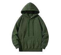 Wmmner Plain Hoodies for Men Casual Classic Basic Solid Fall Shirt Long Sleeve Men's Plus Size Pullover Drawsthooded Sweatshirts/Verde/L