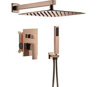 Wmmner Rain Shower System Rose Gold, Square Showr Head With Handheld Shower, Wall Mounted Shower Faucet Set, Bathroom Shower Mixer Tap,8Inch/10 Pulgadas/a