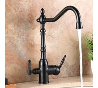 Wmmner Retro Black Kitchen Faucet With 3 Way Osmosis Water Filtration Hot & Cold Mixer Dual Handle Ideal For Drinking Water And Kitchen Use