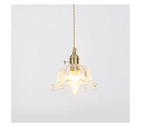 Wmmner Retro Fresh Style Full Copper Glass Flower Bedroom Bedside Chandelier Comedor Kitchen Home Decoration Light, Led Ceiling Lamp/Estilo D 18 cm/Tres Colores Ulz 000273 Naturaleza Blanca