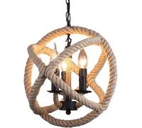 Wmmner Retro Hemp Rope Ball Hanging Ceiling Lamp With 3 Heads Industrial Style Restaurant Country - Cafe Bar Table Personality Lamp,