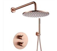 Wmmner Rose Gold Mixer Showertatic 10 In Rainfall Shower Head Shower Head And Hose Set Tap Shower Mixer-A/a/a