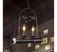 Wmmner Rustic Nordic Chandelier Light Ceiling Lighting Pastoral Bird Creative Hanging Lamp E14 Candle Do The Old Rusty Baking Wrought Iron Double Head For Dining Room Living