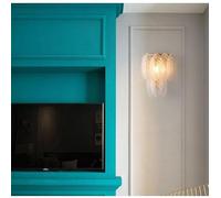 Wmmner Sala de Estar Restaurante Fondo Lámpara de Pared de Plumas de Cristal Luz Postmoderna Dormitorio de Lujo Amén Iluminación Interior Junto a la Cama/Blanco Fresco/26 cm
