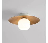 Wmmner Semi Flush Mount Ceiling Light,13.7-Inch Small Glass Ceiling Light Fixtureed Wood-Grain Finish, Modern Minimalist Close To Ceiling Lamp For Living Room Dining Room Study Bedroom Corridor/Blanca