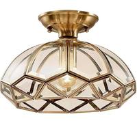 Wmmner Semi-Flush Mount Led Ceiling Light Dimmable E27 Lamp Holder, 11In All Bronze Close To Ceiling Glass Shade Lamp, Chandelier/un Color