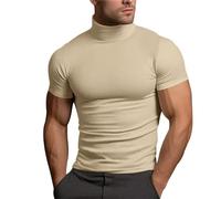 Wmmner Shirt For Men Summer Casual Pullover Short Sleeve Slim Fit Tee Shirts Solid Color High Collar Muscle Slim Fashionable Elegant Tees Tops Trendy Design Delicate Gym Workout Summer Short Sleeve Sh