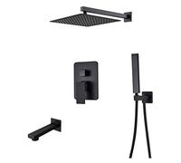 Wmmner Shower Head Handheld Showermatte Black Rain Shower System With Hot And Cold Water Bathroom Shower Set Wall Mounted Shower Combo Set With Shower Head, Handheld Shower, Bathtub,10 Inches (Size :