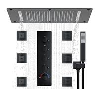 Wmmner Shower Head Handheld Showermultifunctional Full Body Shower System With 14.96 X 27.56Inch Rain Shower Head With 4Pcs Adjustable Large Body Jet With High-Pressure Handheld Sprayer, Chrome