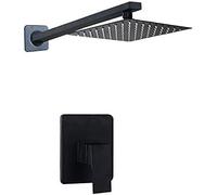 Wmmner Shower Kits, Blacking Bathroom Square Shower Head Wall Mount Solid Brass Rainfall Hand Shower Faucets Set 10 Inch