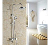 Wmmner Shower System Chrome Rainfall Shower Faucet Set In Wall Shower Column 8 Plastic Rainfall Shower Head Sliding Bar Bath Shower Set Swivel Spout