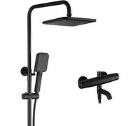 Wmmner Shower System,Tatic Black Brass Three Functions Shower Set Bathtub Diverter Mixer Tap With Height Is Adjustable Spray Head And Tub Taps, Shower Set,A/a/C